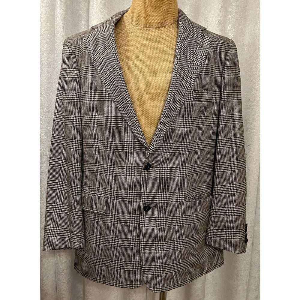 Polo by Ralph Lauren Men's Sports Coat Glen Plaid Wool Silk Linen Size 41‎ Long